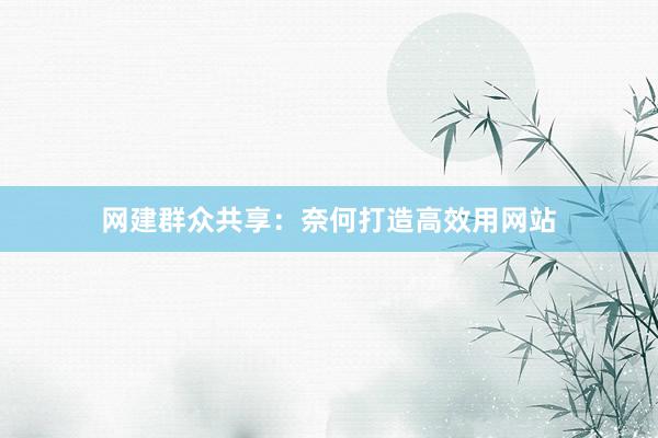 网建群众共享：奈何打造高效用网站