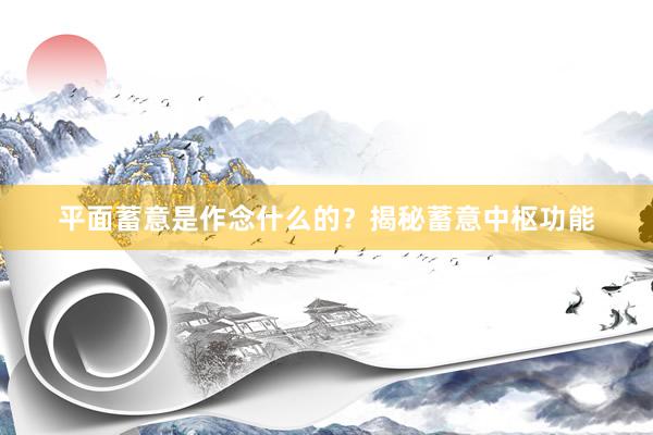 平面蓄意是作念什么的？揭秘蓄意中枢功能